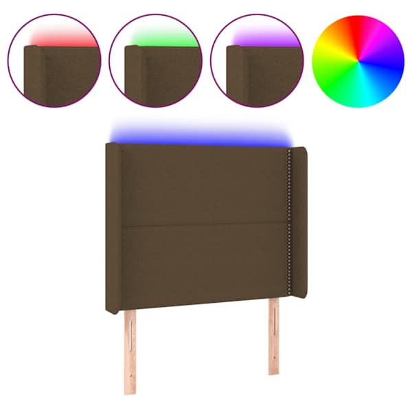vidaXL LED-voodipeats, tumepruun, 93x16x118/128 cm, kangas