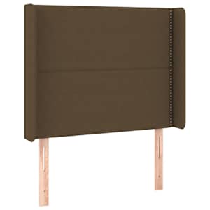 Čelo postele s LED tmavě hnědé 93 x 16 x 118/128 cm textil - obrázek 3