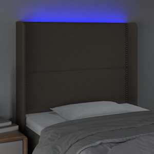 Čelo postele s LED taupe 93 x 16 x 118/128 cm textil - obrázek 4