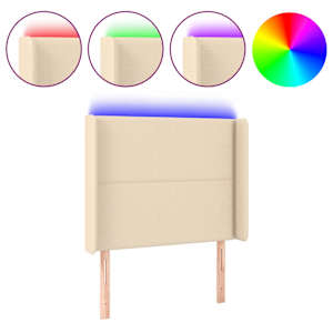Čelo postele s LED krémové 93 x 16 x 118/128 cm textil - obrázek 2