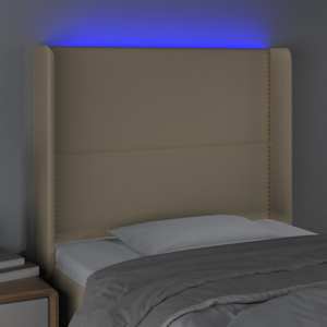 Čelo postele s LED krémové 93 x 16 x 118/128 cm textil - obrázek 4