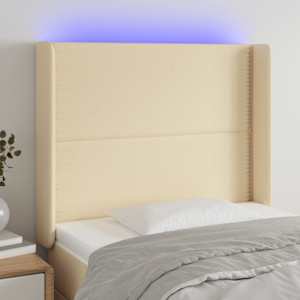 Čelo postele s LED krémové 93 x 16 x 118/128 cm textil - obrázek 1