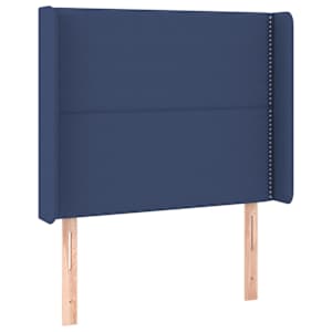 Čelo postele s LED modré 93 x 16 x 118/128 cm textil - obrázek 3