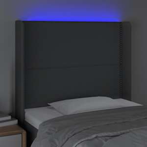 Čelo postele s LED tmavě šedé 103 x 16 x 118/128 cm textil - obrázek 4
