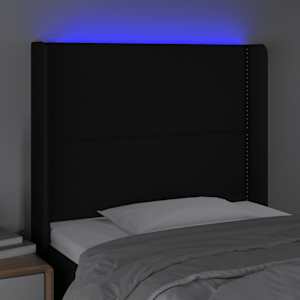 Čelo postele s LED černé 103 x 16 x 118/128 cm textil - obrázek 4