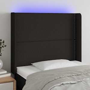 Čelo postele s LED černé 103 x 16 x 118/128 cm textil - obrázek 1