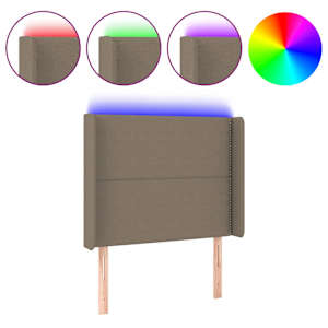 Čelo postele s LED taupe 103 x 16 x 118/128 cm textil - obrázek 2