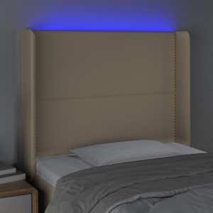 Čelo postele s LED krémové 103 x 16 x 118/128 cm textil - obrázek 3