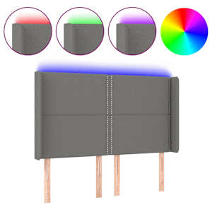 Čelo postele s LED tmavě šedé 147 x 16 x 118/128 cm textil - obrázek 2