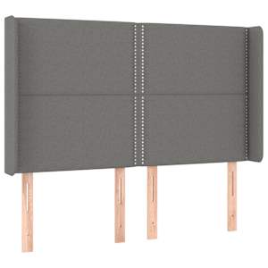 Čelo postele s LED tmavě šedé 147 x 16 x 118/128 cm textil - obrázek 3
