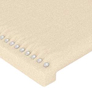 Čelo postele s LED krémové 147 x 16 x 118/128 cm textil - obrázek 5
