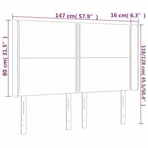 Čelo postele s LED krémové 147 x 16 x 118/128 cm textil - obrázek 6