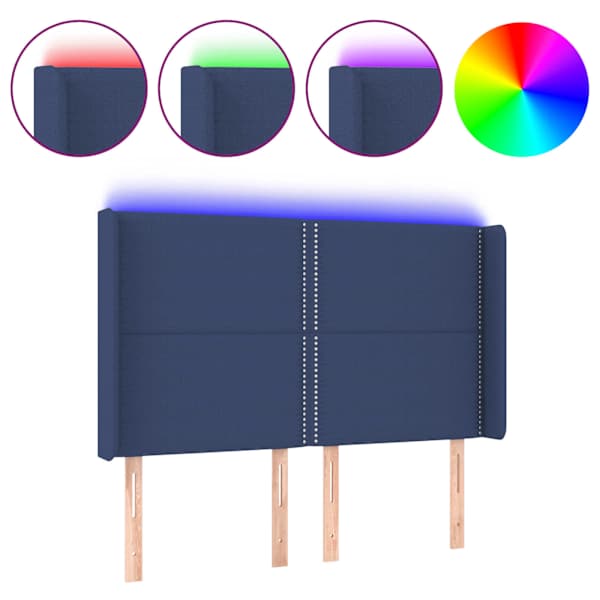 vidaXL LED-voodipeats, sinine, 147x16x118/128 cm, kangas