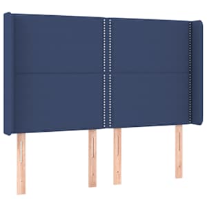 Čelo postele s LED modré 147 x 16 x 118/128 cm textil - obrázek 3
