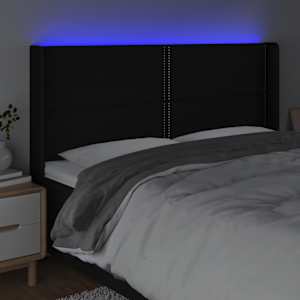Čelo postele s LED černé 163 x 16 x 118/128 cm textil - obrázek 4