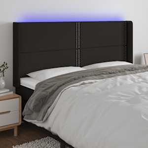 Čelo postele s LED černé 163 x 16 x 118/128 cm textil - obrázek 1