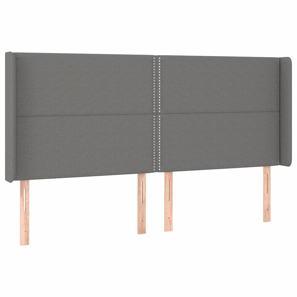 vidaXL Hoofdbord LED 183x16x118/128 cm stof donkergrijs grijs, foto 4