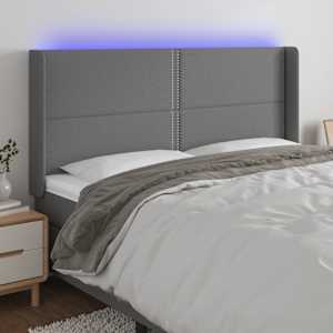 Čelo postele s LED tmavě šedé 183 x 16 x 118/128 cm textil - obrázek 1