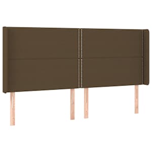 Čelo postele s LED tmavě hnědé 183 x 16 x 118/128 cm textil - obrázek 3