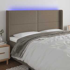 LED posteljno vzglavje taupe 183x16x118/128 cm blago
