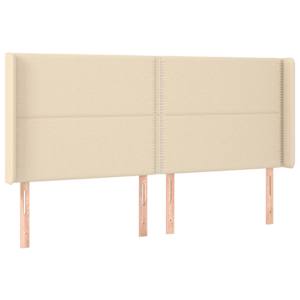 Čelo postele s LED krémové 183 x 16 x 118/128 cm textil - obrázek 3
