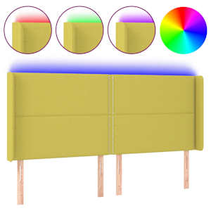 Čelo postele s LED zelené 183 x 16 x 118/128 cm textil - obrázek 2