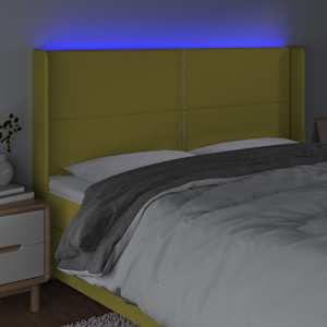 Čelo postele s LED zelené 183 x 16 x 118/128 cm textil - obrázek 3