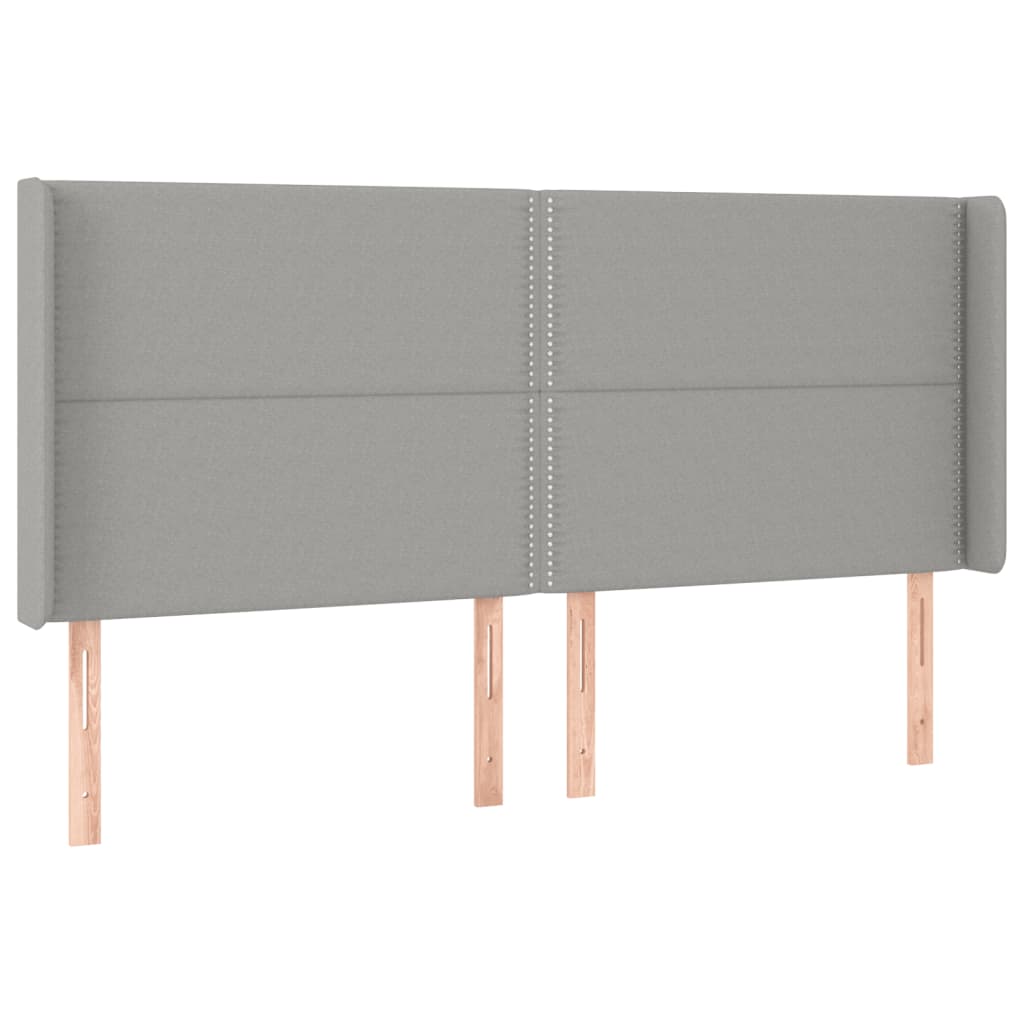 vidaXL Hoofdbord LED 203x16x118/128 cm stof lichtgrijs afbeelding