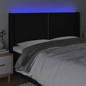 Čelo postele s LED černé 203 x 16 x 118/128 cm textil - obrázek 4