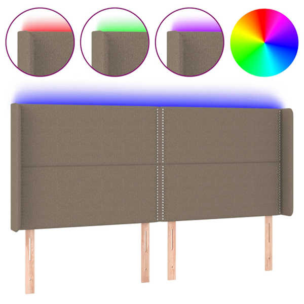 vidaXL LED-voodipeats, pruunikashall, 203x16x118/128 cm, kangas