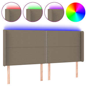 Čelo postele s LED taupe 203 x 16 x 118/128 cm textil - obrázek 2