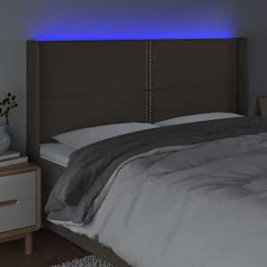 Čelo postele s LED taupe 203 x 16 x 118/128 cm textil - obrázek 4