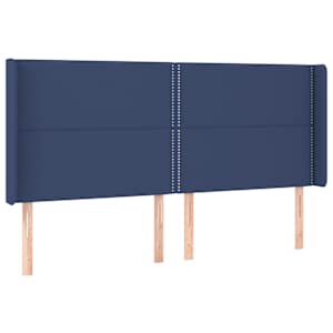 Čelo postele s LED modré 203 x 16 x 118/128 cm textil - obrázek 3