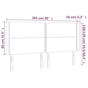 Čelo postele s LED modré 203 x 16 x 118/128 cm textil - obrázek 6