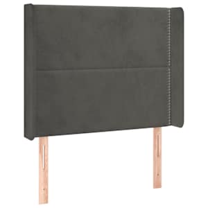 Čelo postele s LED tmavě šedé 83 x 16 x 118/128 cm samet - obrázek 3