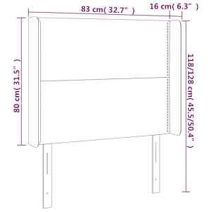 Čelo postele s LED tmavě šedé 83 x 16 x 118/128 cm samet - obrázek 6
