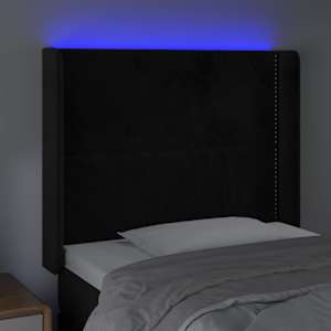 Čelo postele s LED černé 83 x 16 x 118/128 cm samet - obrázek 4