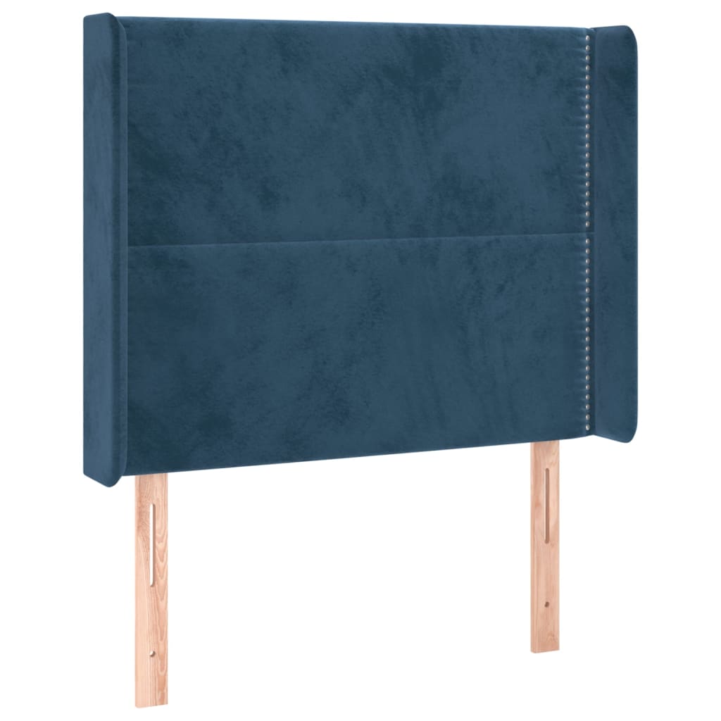 vidaXL Hoofdbord LED 83x16x118/128 cm fluweel donkerblauw afbeelding