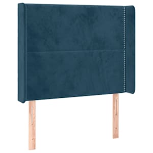 Čelo postele s LED tmavě modré 83 x 16 x 118/128 cm samet - obrázek 3