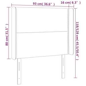 Čelo postele s LED černé 93 x 16 x 118/128 cm samet - obrázek 6