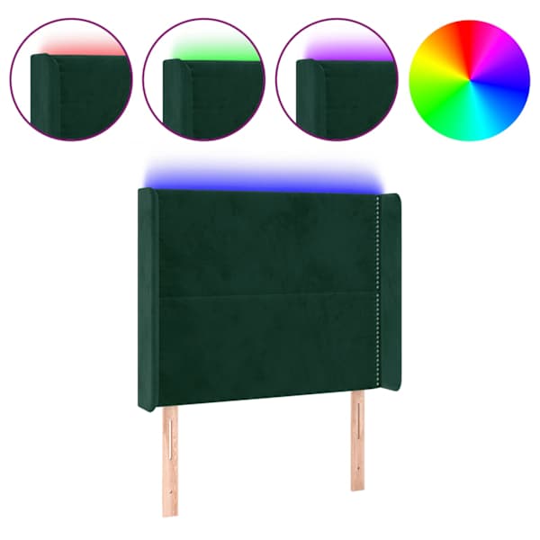vidaXL LED-voodipeats, tumeroheline, 93x16x118/128 cm, samet