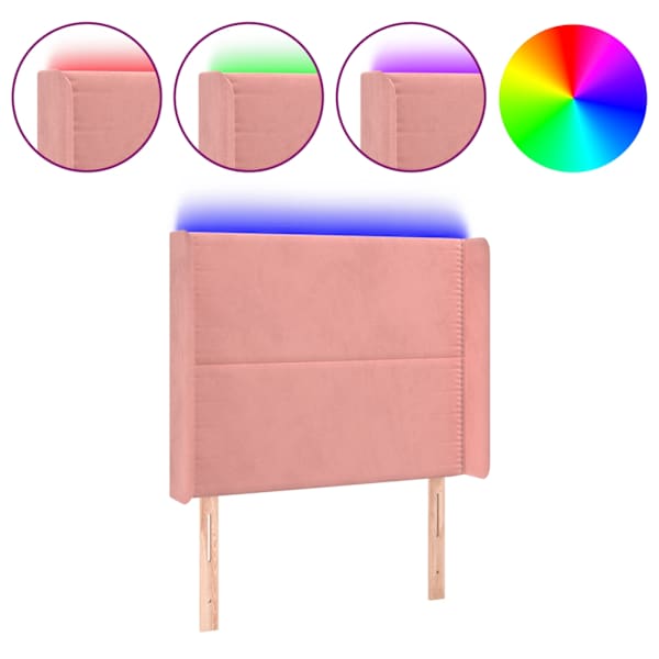 vidaXL LED-voodipeats, roosa, 93x16x118/128 cm, samet