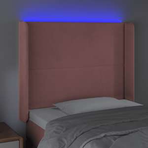 Čelo postele s LED růžové 93 x 16 x 118/128 cm samet - obrázek 4