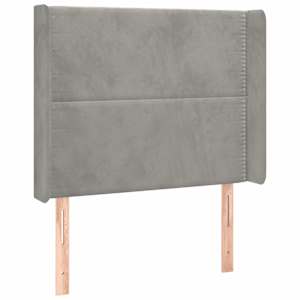 Čelo postele s LED světle šedé 103 x 16 x 118/128 cm samet - obrázek 3