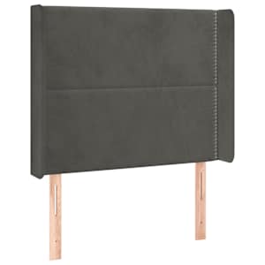 Čelo postele s LED tmavě šedé 103 x 16 x 118/128 cm samet - obrázek 3