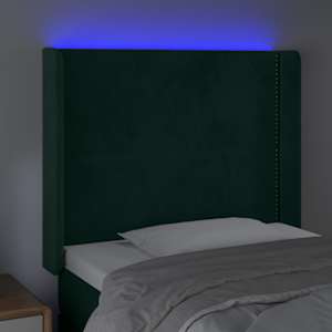 Čelo postele s LED tmavě zelené 103 x 16 x 118/128 cm samet - obrázek 4