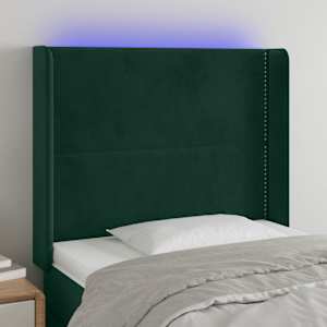 LED posteljno vzglavje temno zeleno 103x16x118/128 cm žamet