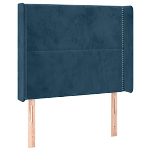Čelo postele s LED tmavě modré 103 x 16 x 118/128 cm textil - obrázek 3