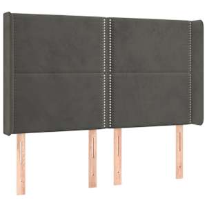 Čelo postele s LED tmavě šedé 147 x 16 x 118/128 cm samet - obrázek 3