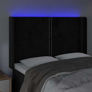 Čelo postele s LED černé 147 x 16 x 118/128 cm samet - obrázek 4